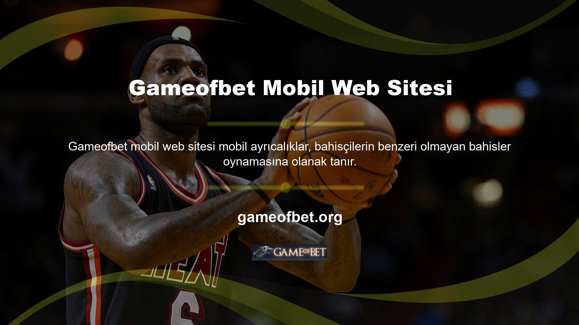 Gameofbet web sitesinin mobil tasarım seçeneği, bahisçilerin cep telefonu ve tablet gibi seçenekleri kullanarak işlem yapmalarına olanak sağlar